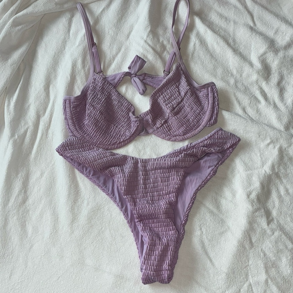 San Lorenzo Lavender Textured Bikini Set